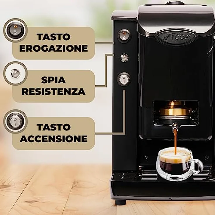 Faber Coffee Machines Slotplast Nero ESE Pad Espressomaschine, Einstiegsgerät mit einfacher Reinigung und schnellem Aufheizen, schwarz – Bild 2