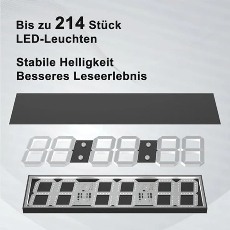 CHKOSDA Digitale Wanduhr, übergroße LED-Digitaluhr mit Auto-Dimmer, 27 Zoll Countdown-Timer und Fernbedienung, Eisblau – Bild 5
