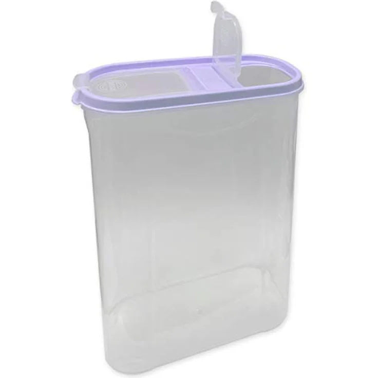 HAC24 6er Set Schüttdose Vorratsdose, Transparent mit hellblauen, rosa und flieder Deckel, Je 3x 1,4 Liter & 3x 2,8 Liter, Spülmaschinengeeignet und Lebensmittelecht – Bild 4