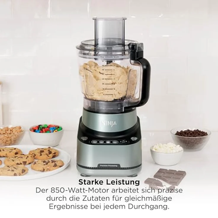 Ninja PrecisionPro BZ651EU Küchenmaschine 850 W, 2,1 l BPA-freie Schüssel, Auto-iQ Programme, Edelstahlmesser, grau – Bild 8