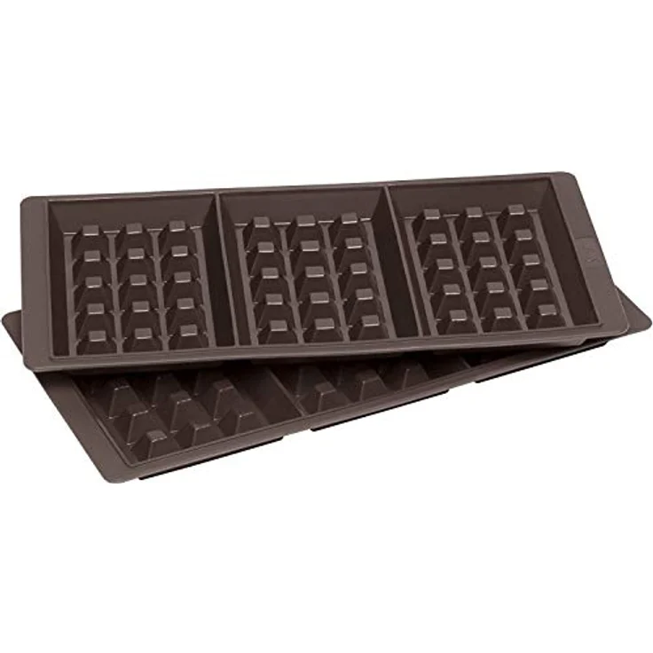 Lurch FlexiForm Waffel Silikonbackform, 3 Fach, 2er Set, Silikon, Braun, 29 x 15 x 3 cm – Bild 2