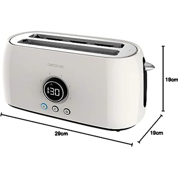 Cecotec Tostadora digital ClassicToast 8000, 2 Extra breiten und langen Schlitzen, 1500W, 6 Bräunungsstufen, inkl. Brötchenaufsatz, beige double  – Bild 7
