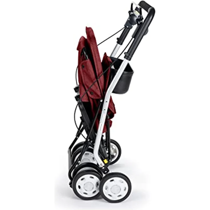 Carlett - Einkaufstrolley Rollator mit 4 Rädern und Sitz, Zusammenklappbarer Einkaufswagen mit herausnehmbarer Einkaufstasche 29L/15kg, Lett800 Senior Comfort, Rosso – Bild 5