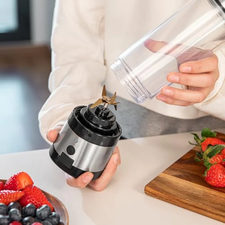 Cecotec WanderlustMix, Tragbarer USB-Smoothie-Mixer mit 126W, 400ml Becher, 4 Klingen mit schwarzer Titanbeschichtung, 15 Nutzungen Autonomie – Bild 4