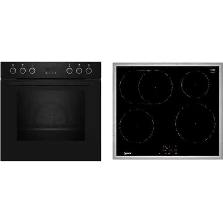 NEFF EX4PIB0 Herd-Set, E2CCG6AK4 Backofen mit Pyrolyse-Selbstreinigung, CircoTherm, LED-Display & M56SBF1L0 Induktionskochfeld mit Bräterzone, Edelstahlrahmen