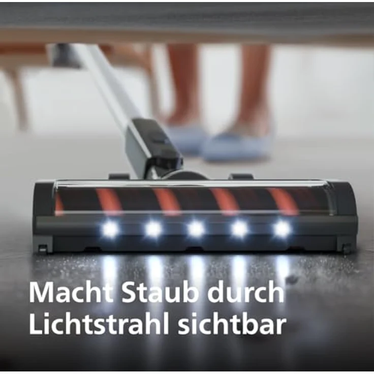 Philips Kabelloser Staubsauger Serie 3000, Leistungsstarke Saugleistung auf Hartböden, 60 Minuten Laufzeit, LED-Düse, Fugen- und Kombinationsdüse, Austauschbarer Akku (XC3032/01) – Bild 4
