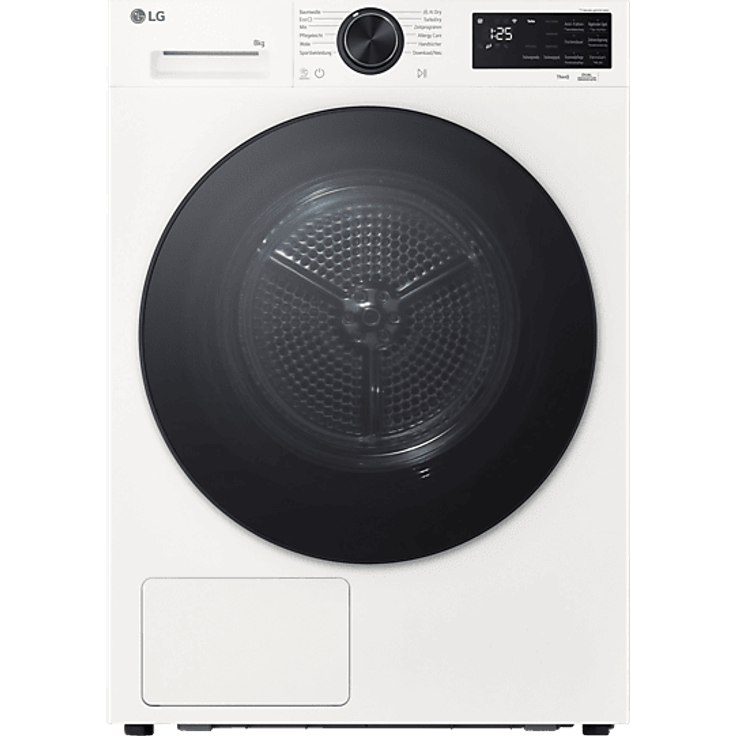 LG RT80X7 Wärmepumpentrockner X7, 8 kg, Essence White, Dual Inverter Technologie, AI Dry und selbstreinigender Kondensator