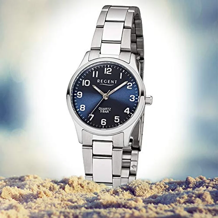 Regent Armbanduhr Damen F 1325, Quarzuhr, 29 mm, silber – Bild 4