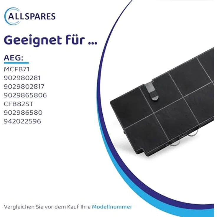 AllSpares Aktivkohlefilter für AEG MCFB71, 902980281, 9029802817, MCFB82ST | Hohe Filterqualität, 424 x 142 x 18 mm – Bild 3