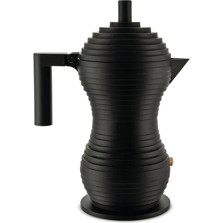 Alessi Espressokocher Pulcina Vollschwarz für 6 Tassen, 0,3l Kaffeekanne, revolutionäre illycaffè Technologie
