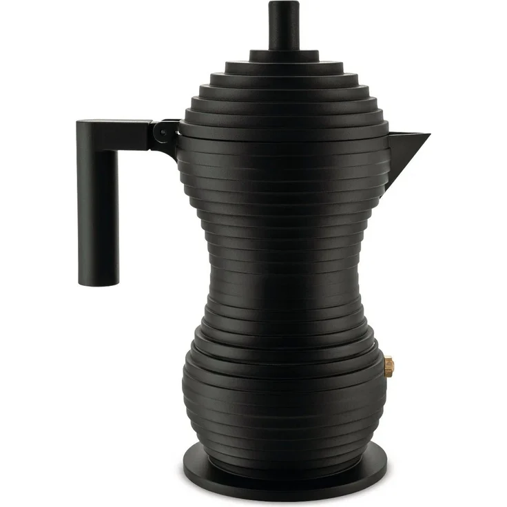 Alessi Espressokocher Pulcina Vollschwarz für 6 Tassen, 0,3l Kaffeekanne, revolutionäre illycaffè Technologie