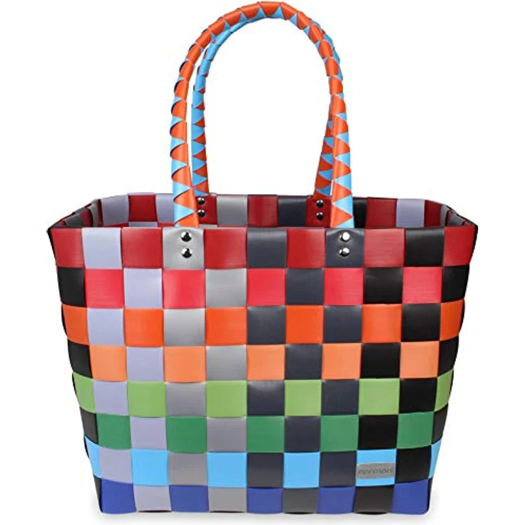normani geflochtene Einkaufstasche mit Henkeln, extra robuste Tragetasche aus 70% recyceltem Material, 20 Liter Volumen, Farbe Classic/Fruit – Bild 1