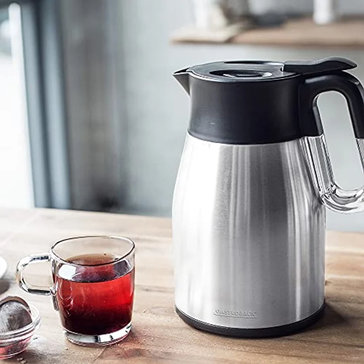 Gastroback 42426 Design Advanced Thermo, 1.7 Liter, Wasserkocher und Isolierkanne, Cool Touch, Easy-Tip-Verschluss, 2.200 Watt, 18-8 Edelstahl, 1.7 liters, silber, schwarz – Bild 6