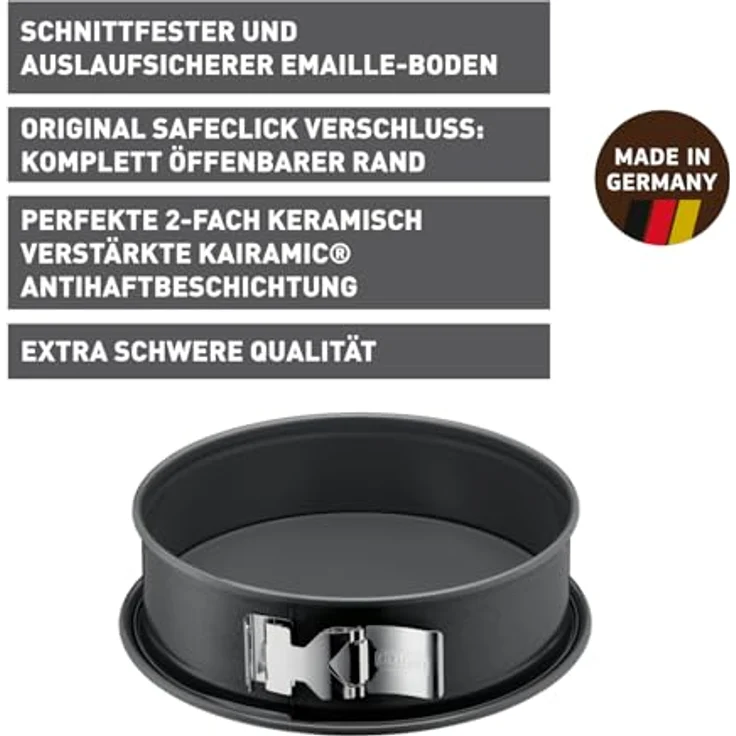 Kaiser La Forme Plus Springform, 24 cm rund, Flachboden, runde Backform, SafeClick-Verschluss, leboden, antihaftbeschichtet, schnittfest, auslaufsicher – Bild 3