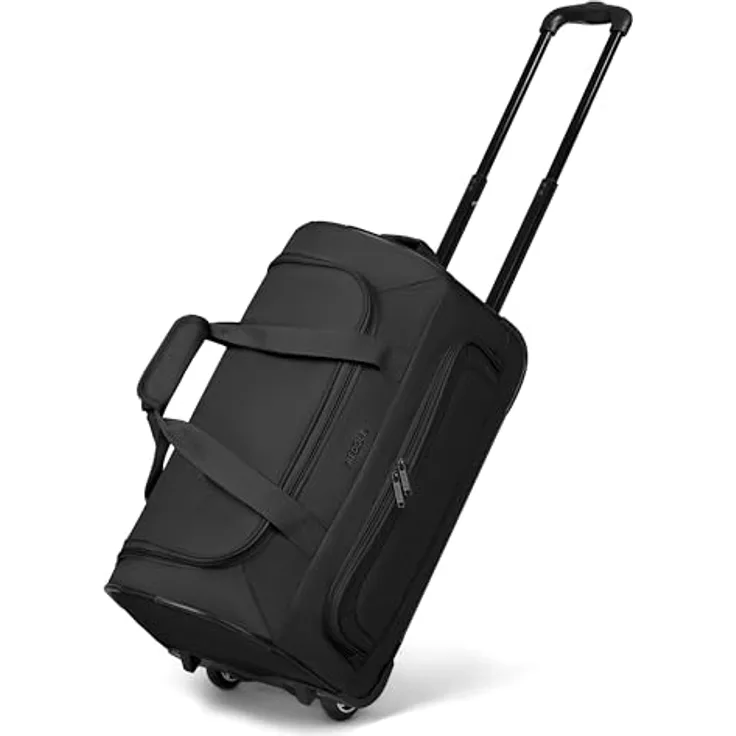 Redolz Duffle Essentials 2-Rollen Reisetasche, 28 cm, Schwarz, 39 l mit arretierbarem Griff und robustem Polyester