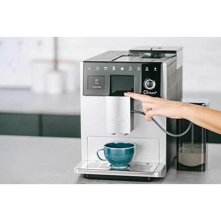 Melitta CI Touch - Kaffeevollautomat - mit Milchsystem - Zweikammer Bohnenbehälter - One Touch Display - 4-stufig einstellbare Kaffeestärke - Silber (F630-111) – Bild 4