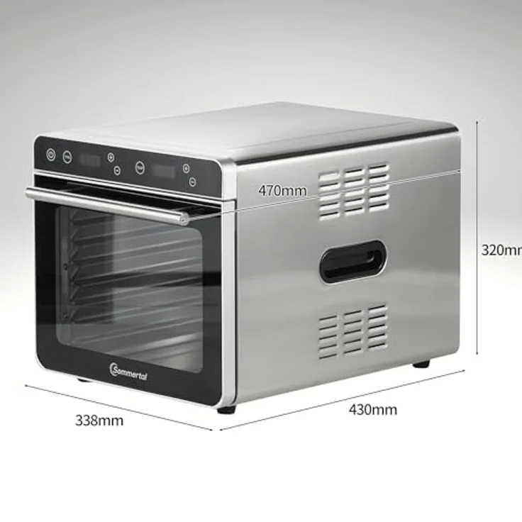 Sommertal Dörrautomat Silence 700 XXL, Profi Dörrautomaten mit 8 Edelstahl Dörrgitter, LED-Display, 24h Timer, Temperatur einstellbar von 35°C–85°C, 700W Dehydrator, inkl. Kochbuch – Bild 5