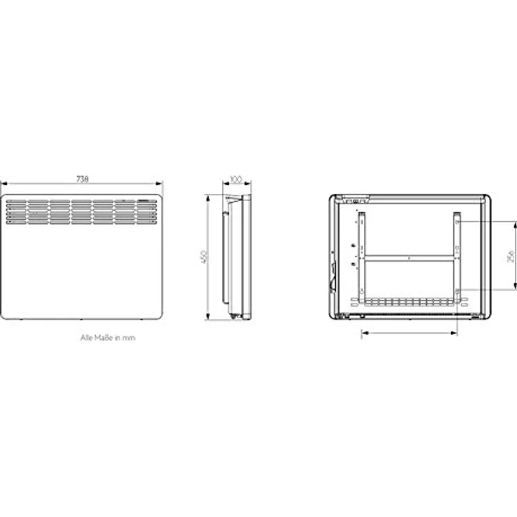 AEG Wandkonvektor WKL 2005 für ca. 20 m², 2000 W, 5-30 °C, wandhängend, LC-Display, Wochentimer, Metall, Ökodesign 2018, 236535, Konvektor – Bild 6