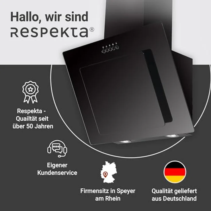Respekta CH21060SBZ Kopffreihaube, Wandmontage, schwarz – Bild 9