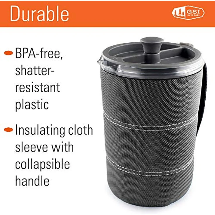 GSI Outdoors JAVAPRESS 30 OZ Graphite, Kaffeebereiter mit BPA-freier, bruchfester Karaffe und patentierter Kolbenmechanik – Bild 4