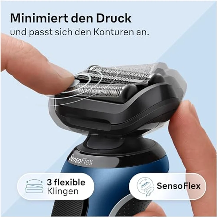 Braun Series 6 61-B1500s Elektrorasierer, blau – Bild 3