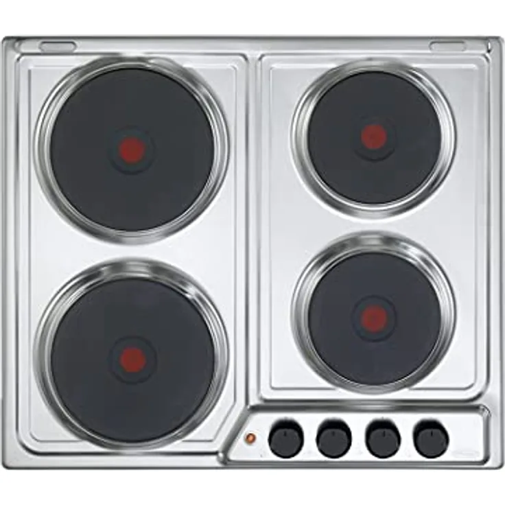 De'Longhi Piano cottura elettrico FFI 46 ER, Edelstahl Kochfeld mit 4 Schnell-Elektroplatten, silber