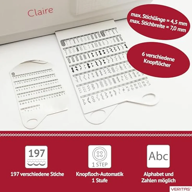 Veritas Freiarmnähmaschine Claire Hand-Nähmaschine, weiß – Bild 3