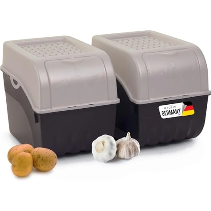 Novaliv 2x Groß Gemüsebox 9L perlmut, stapelbare Aufbewahrungsbox für Kartoffeln und Obst mit optimaler Luftzirkulation – Bild 1