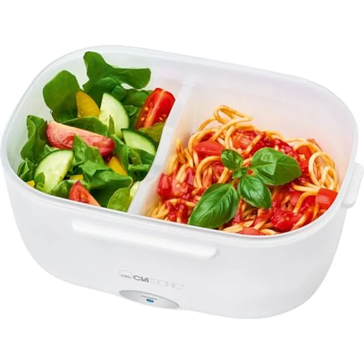 Clatronic LB 3719 elektrische Lunchbox, Erwärmen von Speisen bis zu 75°C, Volumen Circa 1.7 Liter, weiß-orange, Kunststoff – Bild 4