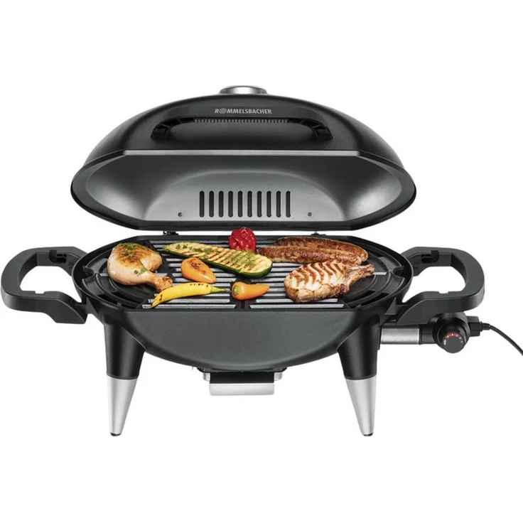 Rommelsbacher Kontaktgrill BBQ 4000, Elektrischer Grill mit Deckel, kompakt, schwarz – Bild 1