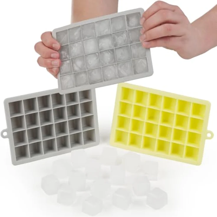 Blumtal Eiswürfelformen Silikon 2x24er, BPA-freie Eiswürfelform für 2,6 cm große Eiswürfel, Ultimate Grey und Yellow – Bild 3