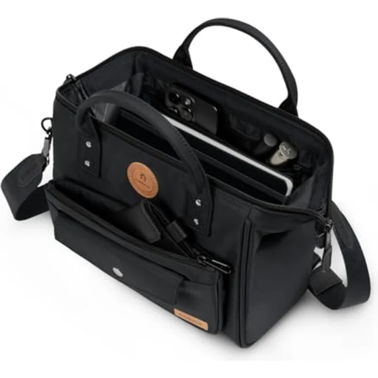 CABAIA Umhängetasche Crossbody M, 100% recyceltes Polyamid, auswechselbare Vortasche, abnehmbarer Schulterriemen, schwarz – Bild 2