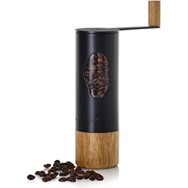 AdHoc MC03 Kaffeemühle Mrs. Bean, CeraCutXL® Keramik Mahlwerk, Edelstahl schwarz|Akazienholz|Acryl, Mahlgrad einstellbar, 50g Fassungsvermögen – Bild 1