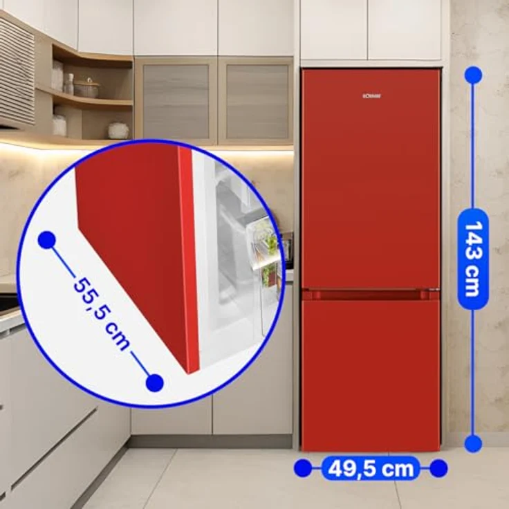 Bomann KG 320.2 W Kühl-Gefrierkombination, freistehend, rot, Breite 49.5 cm, Energieklasse E – Bild 7