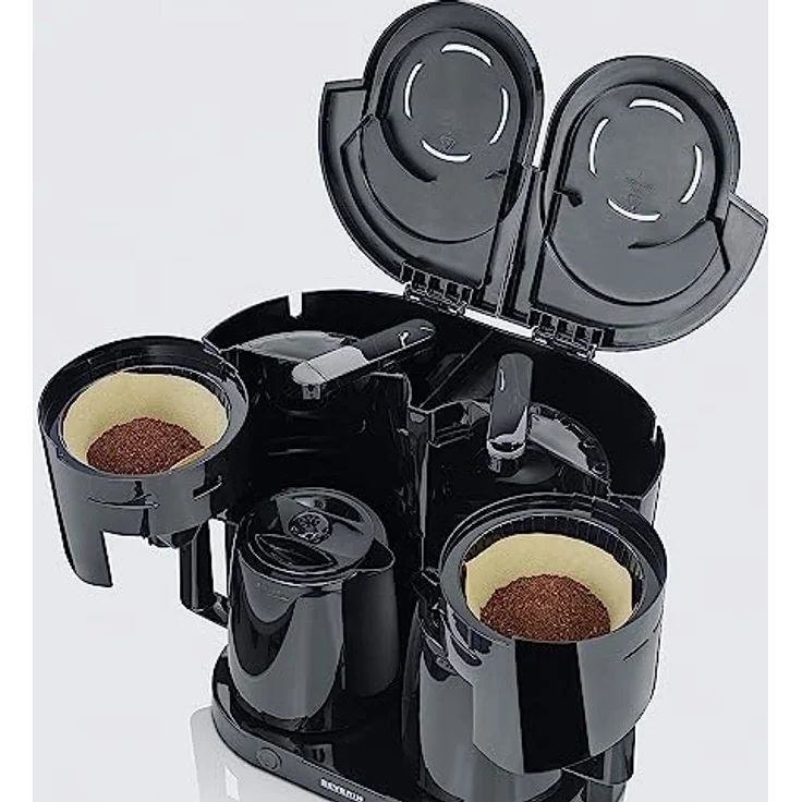SEVERIN Duo-Filterkaffeemaschine mit Thermokanne, Kaffeemaschine für bis zu 16 Tassen, ansprechende Filtermaschine mit 2 Isolierkannen, schwarz, KA 9315 – Bild 5