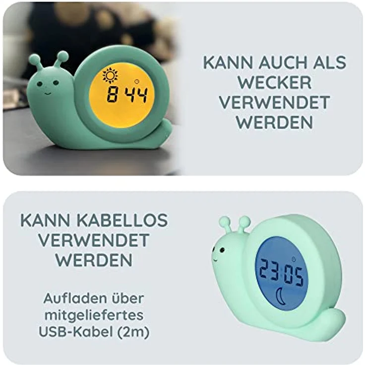 Alecto Wecker BC100 Simon, kabelloser & wiederaufladbarer Schlaftrainer mit Nachtlicht – Bild 3