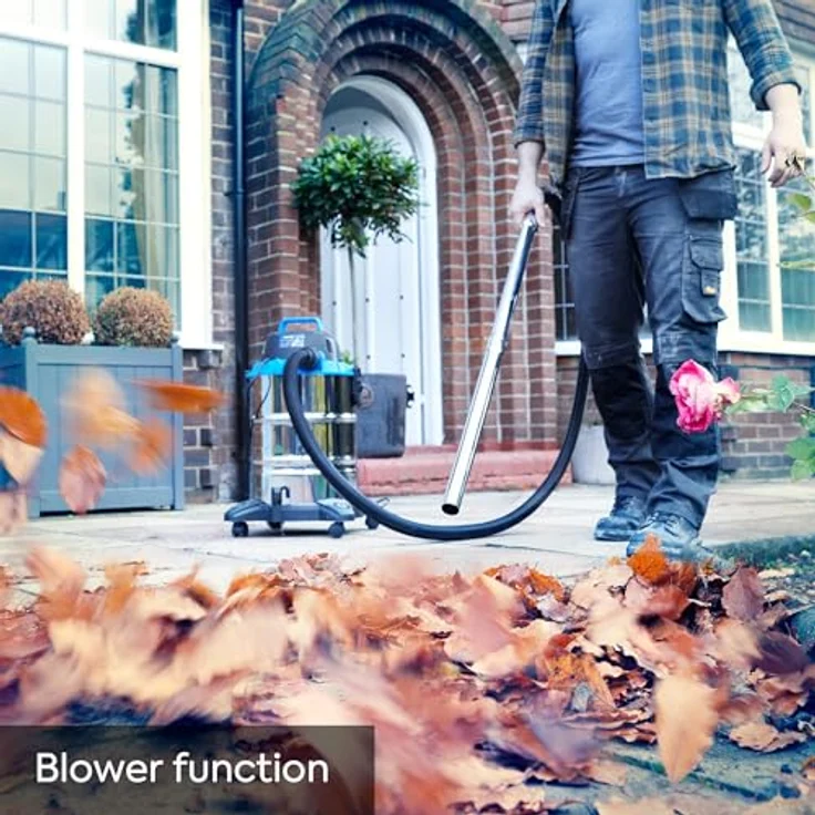 Vacmaster Nasssauger Industriestaubsauger Edelstahl 30L Behältergröße, 230 Air Watt Saugleistung mit Steckdose für Einschaltautomatik mit Elektrowerkzeugen, Blasfunktion und Wasserablassöffnung Beutel – Bild 4