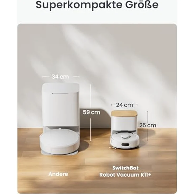 SwitchBot K11+ Saugerroboter mit Mopp, 6000Pa Saugkraft, Selbstentleerung, 90 Tage Staubauffang, LDS Smarte Kartierung, 3,6" Design, kompatibel mit Apple Home, Alexa, Google Home und Matter – Bild 3
