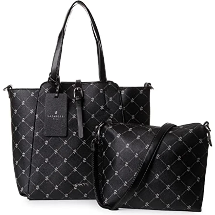 Lazarotti Palermo Handtasche 34 cm, schwarz, 100% Kunstleder, Henkeltasche – Bild 6