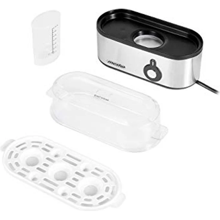 Mesko MS 4485 Eierkocher, 350W, für 3 Eier, Kontrollleuchte, Signalton, Messbecher, silber-schwarz – Bild 3