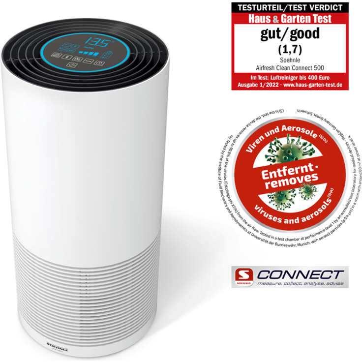 Soehnle Airfresh Clean Connect 500 mit Bluetooth, Luftreiniger mit App-Anbindung, bis 78 m², Timer, 4-stufiges Reinigungssystem inkl. UV-C Licht – Bild 2