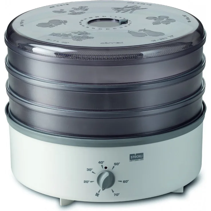 Stöckli Dörrex 0075.72 M Dörrgerät, 600 Watt, 3 Roste, Temperaturregler, Kunststoff, weiß