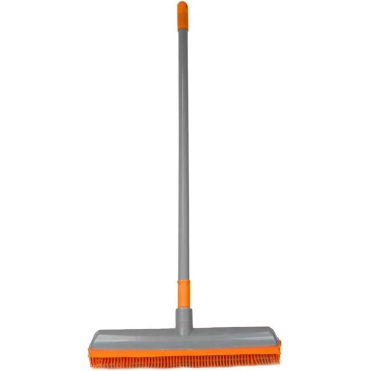 Gravidus 3-teilig Set Gummibesen + Handbesen + Schaufel, grau-orange – Bild 2