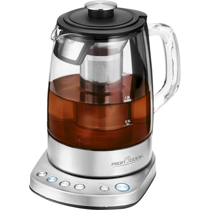 ProfiCook PC-WKS 1167 G, 2in1 Tee- und Wasserkocher, e App, programmierbare Temperaturregelung, Glas--Edelstahlgehäuse, 1.5 Liter – Bild 1