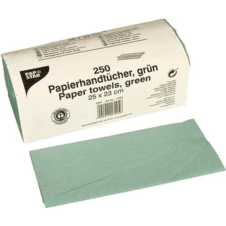 Papstar 250 Blatt Handtuchpapier 23 cm x 25 cm grün Zick Zack, V-Falz, 1-lagig, #17205 – Bild 2
