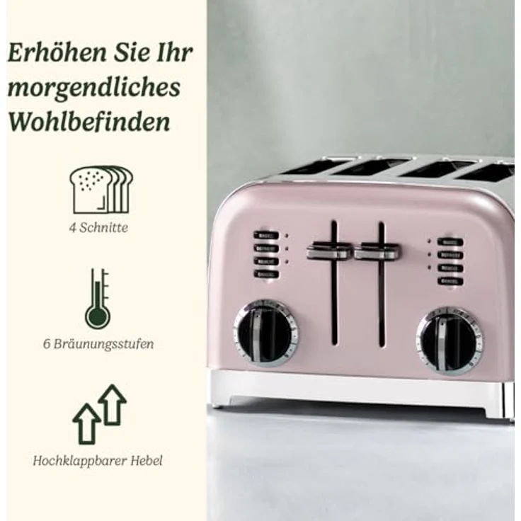 Cuisinart 4-Schlitz Toaster, 1800W, 6 Bräunungsstufen, breite Toastschlitze, Retro Design, Edelstahl – Bild 2