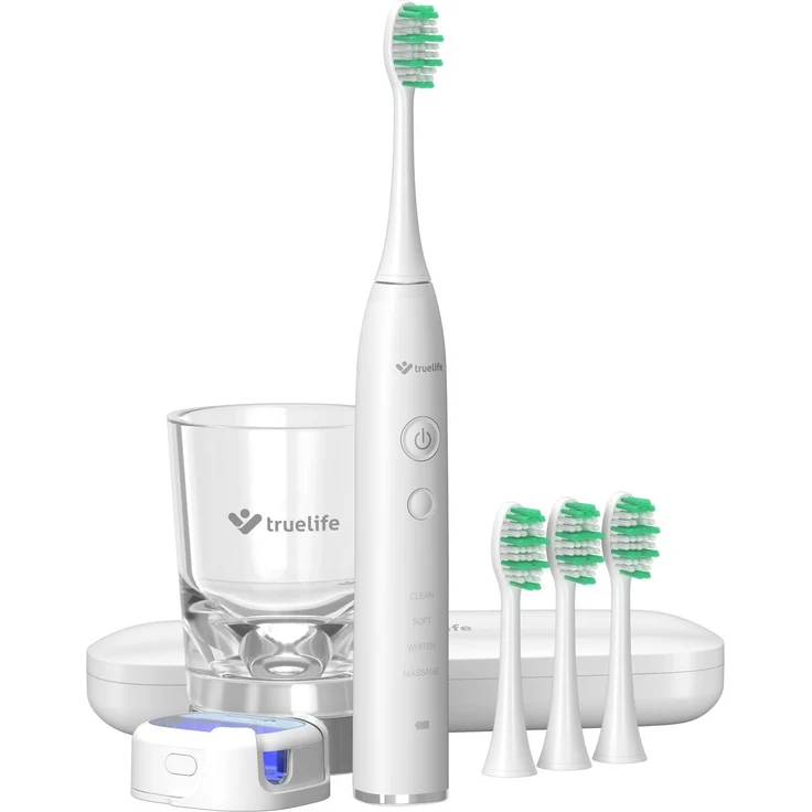 TrueLife SonicBrush GL UV, Schallzahnbürste mit 4 Bürstenköpfen für weiße Zähne