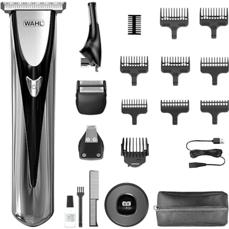 Wahl Elite Groom Multigroomer, 20-teiliges Akku-Körperpflegeset mit T-Klinge, Lithium-Ionen Technologie, Ladestation, USB-Ladung – Bild 1