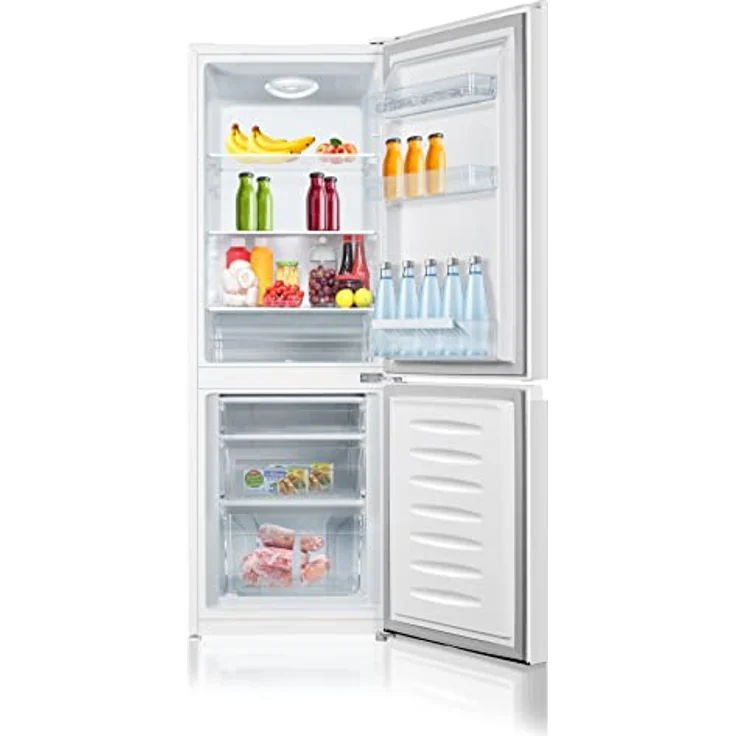 Heinrich´s HEINRICHS Kühlgefrierkombination 175Liter, Kühlvolumen 122L, Gefrierfach 53L,LED Beleuchtung,Kühlschrank Türanschlag wechselbar, leise 39dB,große Tiefkühlboxen, 7 Temperaturstufen, (weiß) – Bild 4