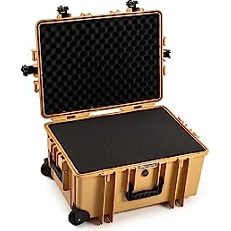 B&W International B&W Transportkoffer Outdoor Typ 6800 Desert-Tan mit Würfelschaum, Trolley Koffer, wasserdicht nach IP67 Zertifizierung, staubdicht, bruchsicher und unverwüstlich